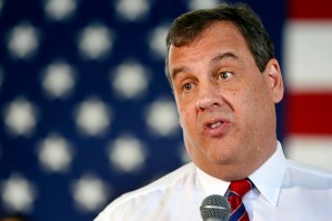 FILE - In this April 15, 2015, file photo, New Jersey Gov. Chris Christie, R-N.J. takes a questions during a town hall meeting with area residents in Londonderry, N.H., Nearly 20 Republican White House prospects will court primary voters in New Hampshire this weekend at a GOP meeting in Nashua. It’s the first gathering of its kind in New Hampshire as contenders deliver speeches, answer questions and hope to make a mark. (AP Photo/Jim Cole)